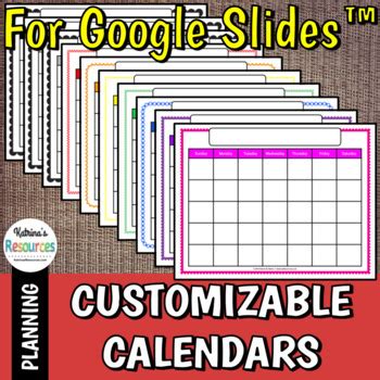 Editable Monthly Calendars for Google Slides™ by Katrina's Resources