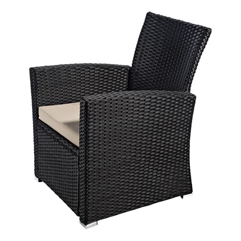 Poly Rattan Garten Terrassen Sessel Schwarz