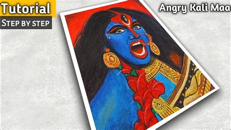 Angry Kali Maa Drawing Kali Maa Drawing Oil Pastel L Kali Maa Drawing