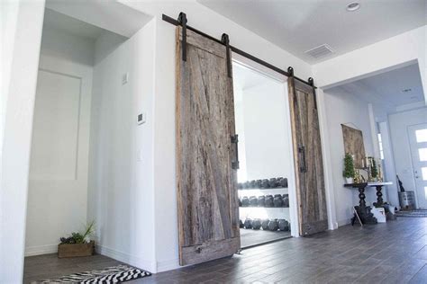 Rough Grey Smooth Brown Tobacco Barn Sliding Barn Doors