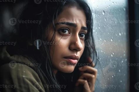 Lonely Girl Crying In Rain