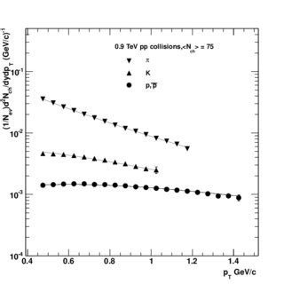 The transverse momentum spectra for π K p p within rapidity