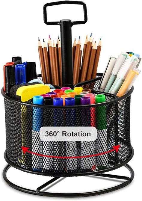 Mesh Desk Organizer Degree Rotating Multi Functional Pen Holder