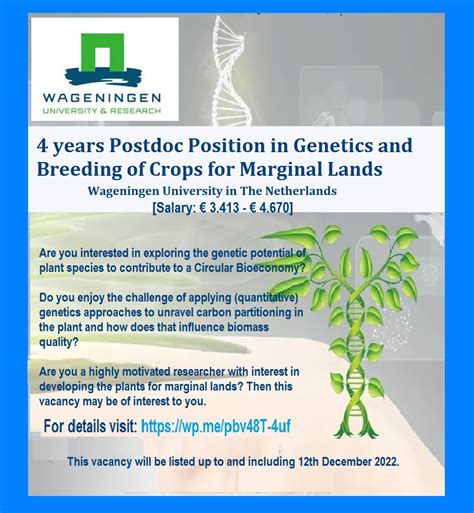 Agristok On Twitter 📌 4 Years Postdoc Position In Genetics And