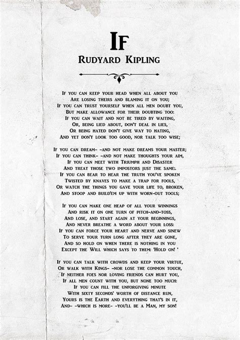 An Old Paper With The Words If Rudyard Kipling Written In Black On It