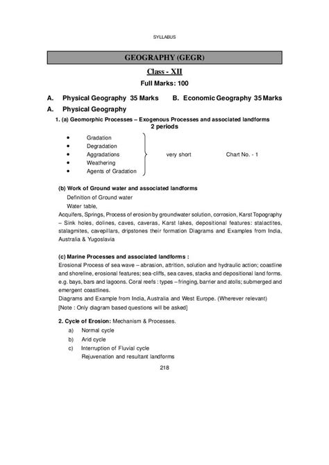 Wbchse Class Geography Syllabus Pdf West Bengal Board Class