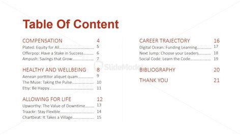 Table Of Content Slide Design For Playbook Slidemodel