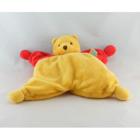 Doudou Semi Plat Winnie L Ourson Rouge Jaune Disney Baby