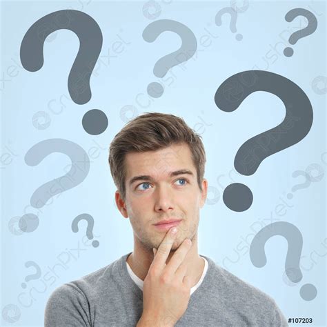 Young Man Thinking Question Marks Floating Stock Phot - vrogue.co