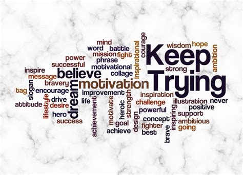 Word Cloud With Keep Trying Concept Create With Text Only Stock