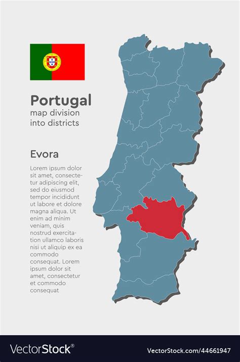 Map portugal and district evora Royalty Free Vector Image