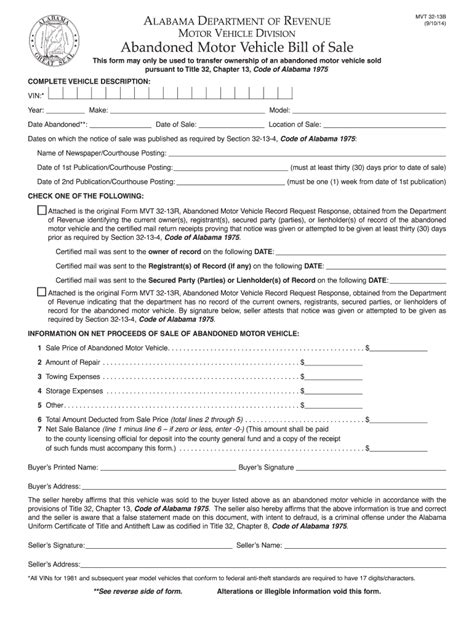 2014 2022 Form AL MVT 32 13B Fill Online Printable Fillable Blank