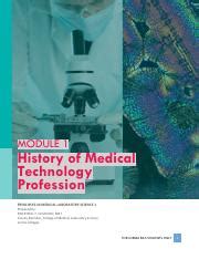 PMLS 1 MODULE 1 Pdf MODULE 1 History Of Medical Technology Profession