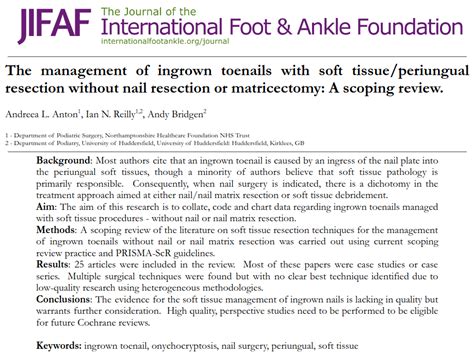 The Management Of Ingrown Toenails With Soft Tissueperiungual