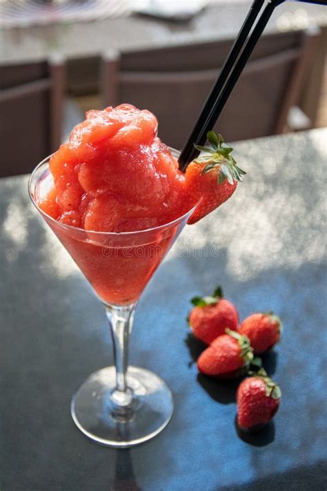 Frozen Strawberry Daiquiri Cocktail Stock Image Image Of Color