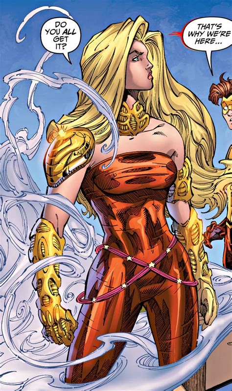 An Image Of A Woman With Blonde Hair And Gold Armor Standing In The