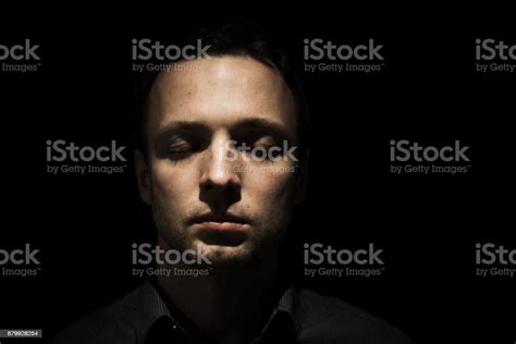 Face Portrait Of Young Man With Closed Eyes Stock Photo Download