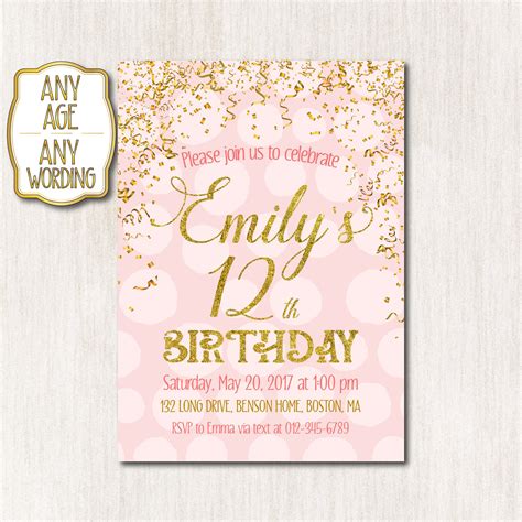 Free Printable 12th Birthday Invitation - Free Templates Printable