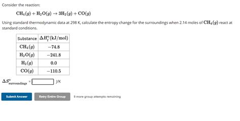 Solved Consider The Reaction Ch G H O G H G Co G Chegg