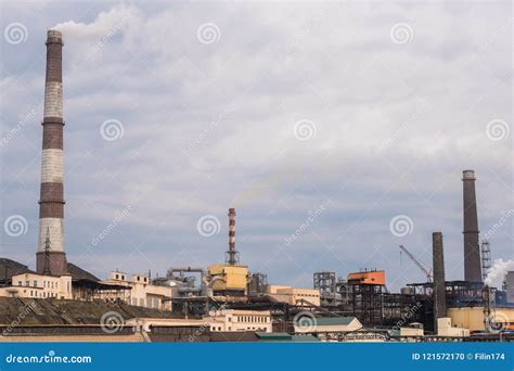 Pollution of the Environment by a Metallurgical Plant. Stock Photo ...