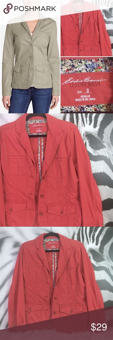 Salmon Pink Cotton Blazer Eddie Bauer Sz 8