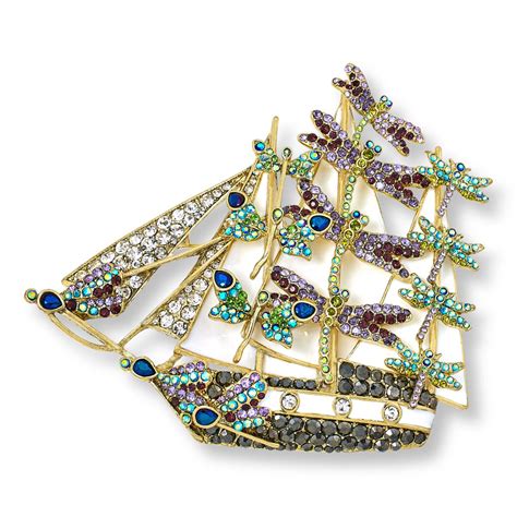 Heidi Daus Flying Colors On The Wind Crystal And Enamel Ship Pin