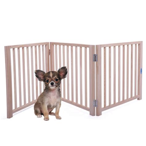 Coziwow 3 Panel Freestanding Wooden Pet Gate 17.5" H Folding Solid Wood ...