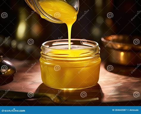 Homemade Ghee Clarified Butter In A Glass Jar Generative Ai Stock