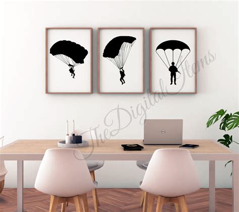 Parachute Svg Bundle Paratroopers Silhouette Paratroopers Svg Army Svg Parachutes Svg Sky