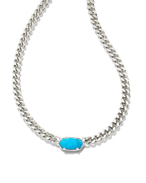 Elisa Sterling Silver Curb Chain Necklace In Turquoise Kendra Scott