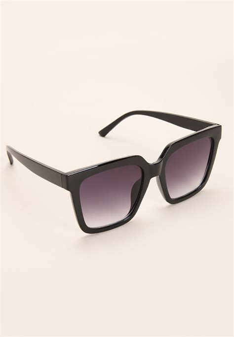 Womens Black Oversized Rectangle Sunglasses Peacocks