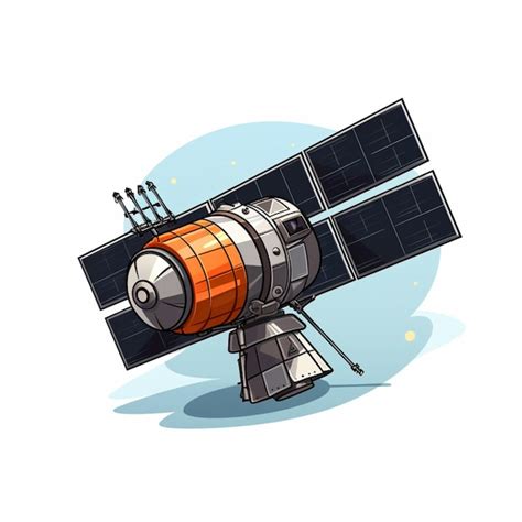 Premium Ai Image Satellite 2d Cartoon Vector Illustration On White