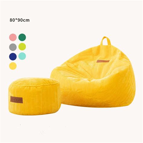 Indoor Fluffy Bean Bag Sofa Chair Beds Cover For Adults Large Size Corduroy Bean Bag Sofa Pear