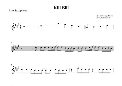 Kill Bill Arr Wesley S Silva By Sza Sheet Music For Alto Sax Solo