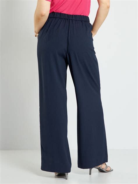 Pantalon Wide Leg Fluide Bleu Marine Kiabi 22 00