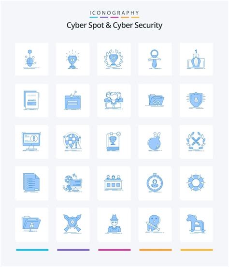 Creative Cyber Spot Y Cyber Security Paquete De Iconos Azules Como