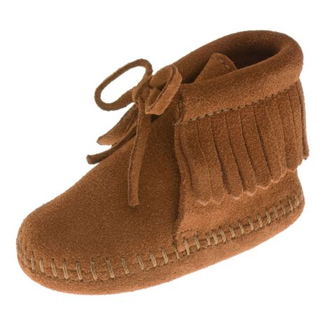 Minnetonka Moccasins 1482 Infants Fringe Bootie Brown Suede Baby