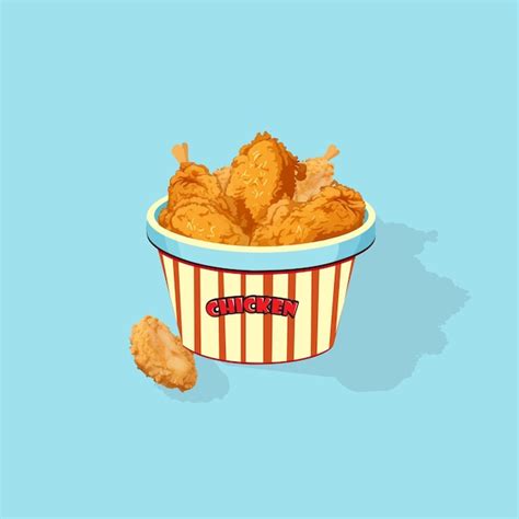 Premium Vector A Bucket Full Of Fried Chicken Is Vectored