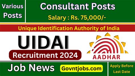 Uidai Recruitment 2024 Apply For Consultant Posts Check Vacancies