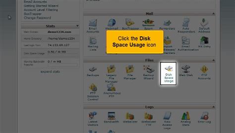 Disk Space Usage Tool In Cpanel Ananova