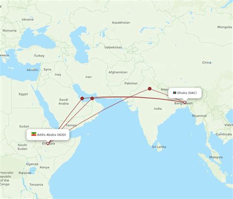 All Flight Routes From Addis Ababa To Dhaka ADD To DAC Flight Routes