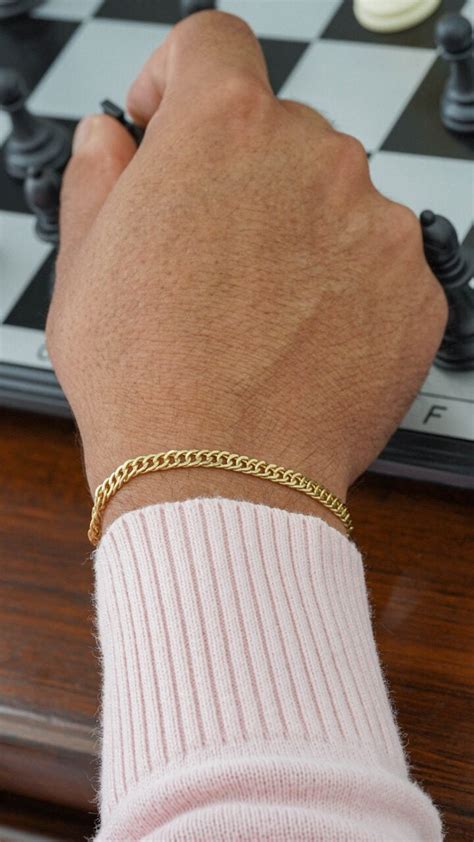 Pulsera Tejido Cubana Continua Semigruesa Oro Laminado K Oro