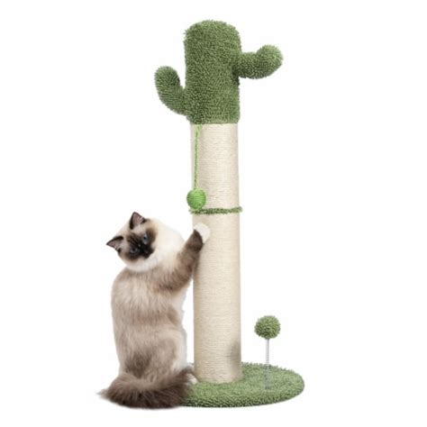 Cactus Cat Tree Cat Scratcher With Sisal Scratching Post And Interactive Dangling Ball For 1