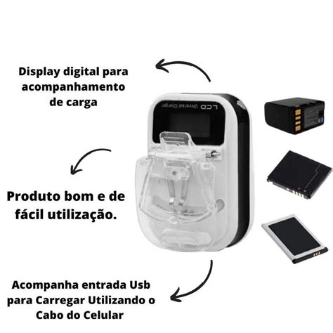 Carregador Universal De Bateria Celular Carga Externa Lcd Cores