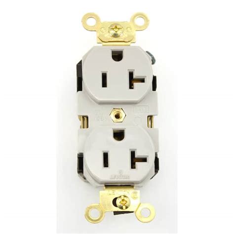 Leviton 20 Amp Industrial Grade Extra Heavy Duty Self Grounding Duplex Outlet Gray 5362 Gy