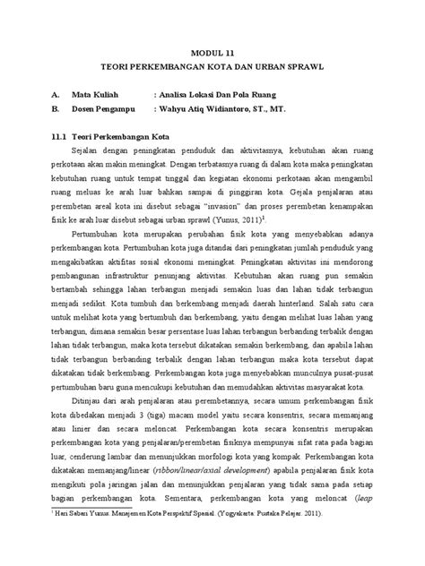 Modul 11 Perkembangan Kota And Urban Sprawl Pdf