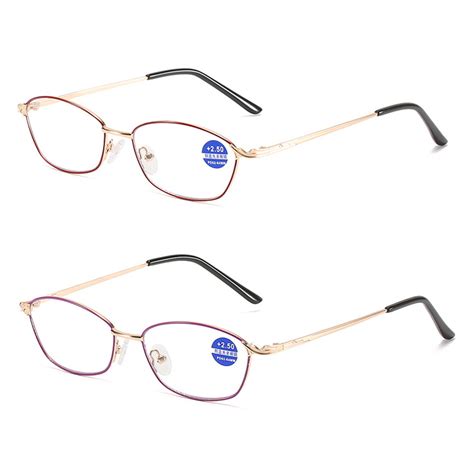 2 Pairs Bifocal Blue Light Blocking Reading Glasses Metal Flexible Readers