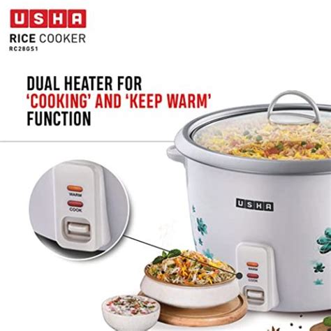 USHA RC28GS1 Steamer 1000 Watt Automatic Rice Cooker 2 8 Litres With