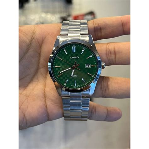 ORIGINAL CASIO Analog Green Dial Stainless Steel Men S Watch MTP VD03D