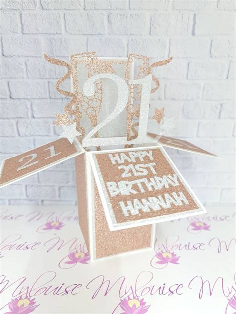 Personalised Pop Up Happy 21st Birthday Card In A Box Rose Etsy Uk